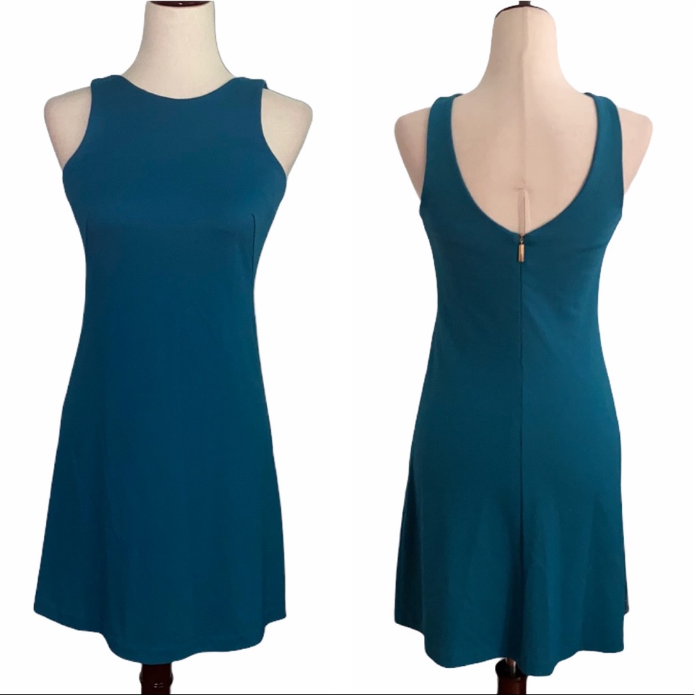 Amanda Uprichard Teal Knit Open Back Rayon Blend Tunic Dress - S